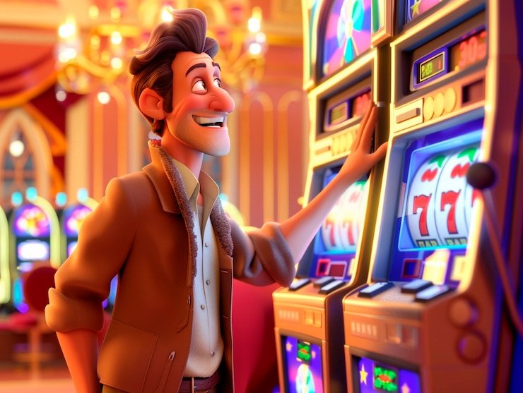 Stake adjustment controls and paytable for Diamond Empire